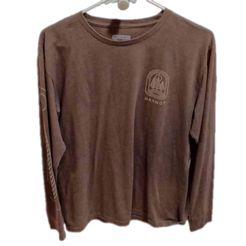 (211) Marmot long sleeve tshirt, brown, size medium
